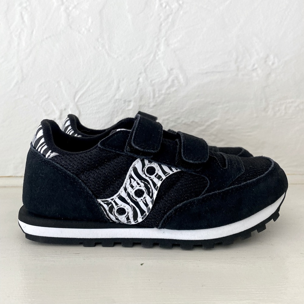 Kids Saucony Jazz Sneakers black with zebra print size 12.5